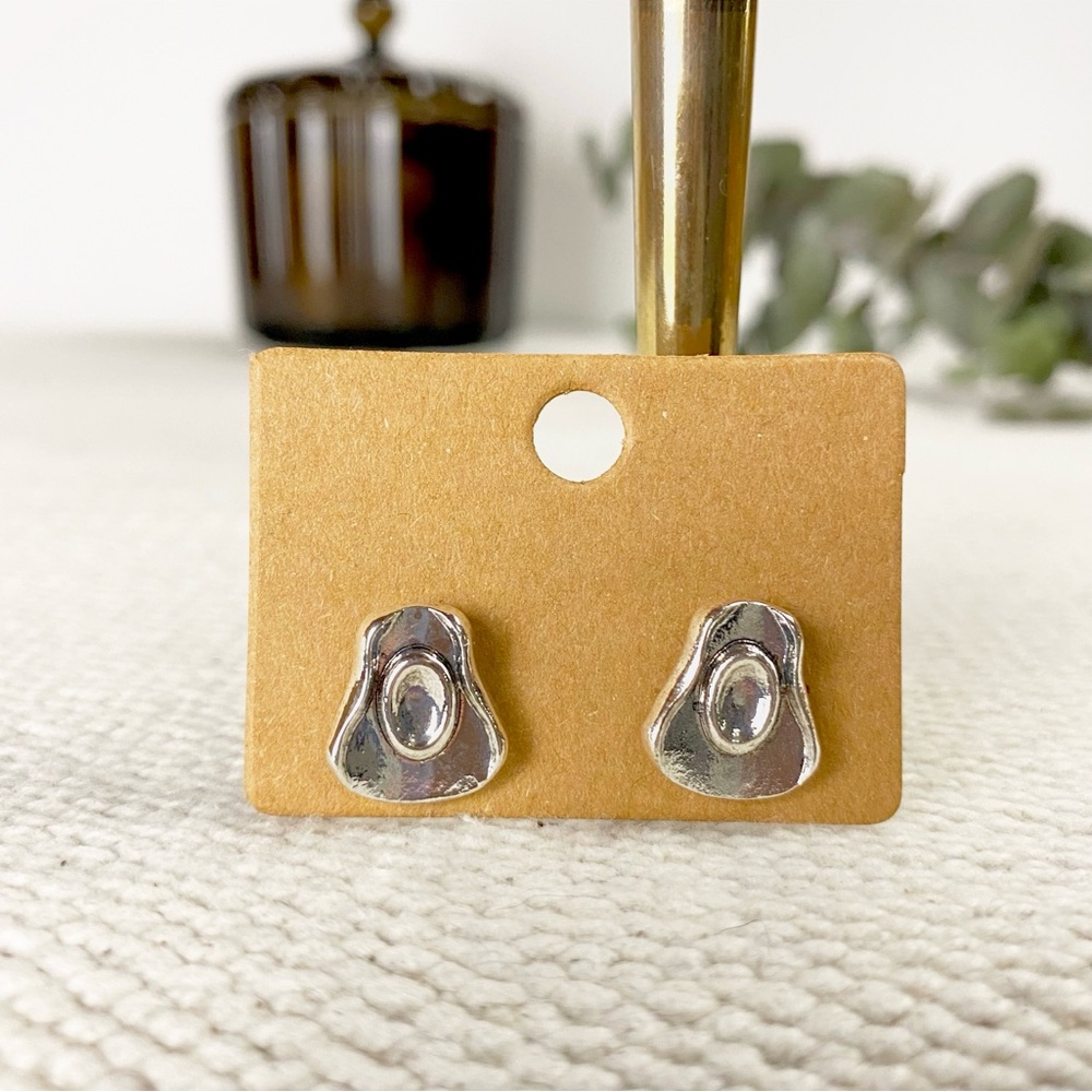 NEW Cowboy Hat stud Western Earrings Silver color Boutique